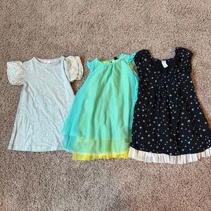 Kids Dress Trio - Gray, Blue Green, and Black with Stars